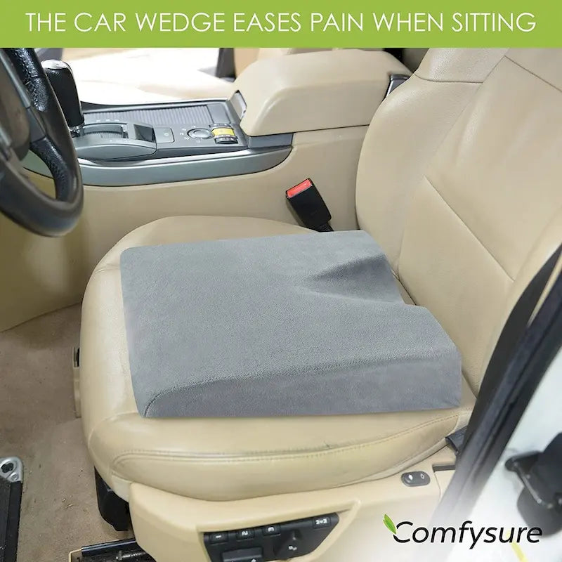 ComfySure Car Seat Wedge Pillow - Memory Foam Firm Cushion-Pain Relief