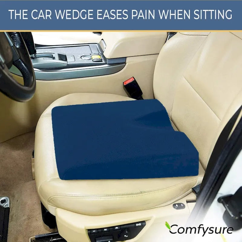 ComfySure Car Seat Wedge Pillow - Memory Foam Firm Cushion-Pain Relief