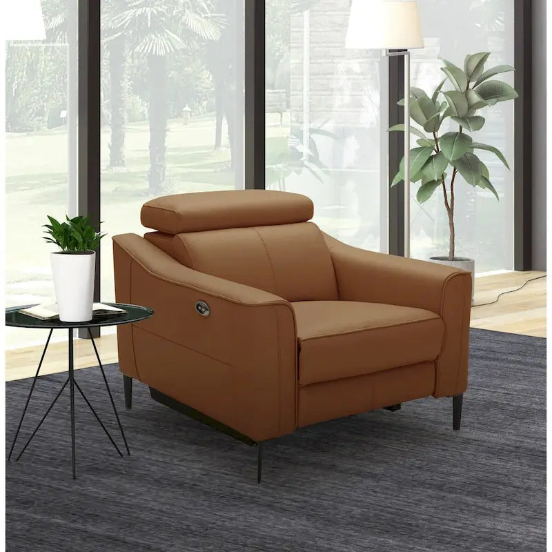 Divani Casa Eden Modern Camel Leather Recliner Chair