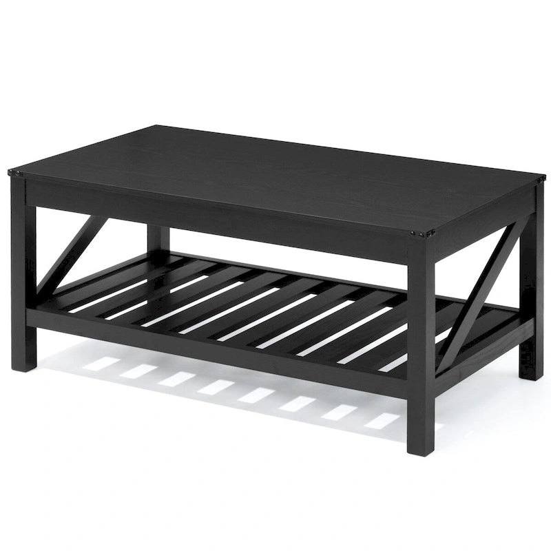 VredHom Coffee Table Center Table Tea Table with Shelf - 18.1 in H x 40.2 in W x 22 in D