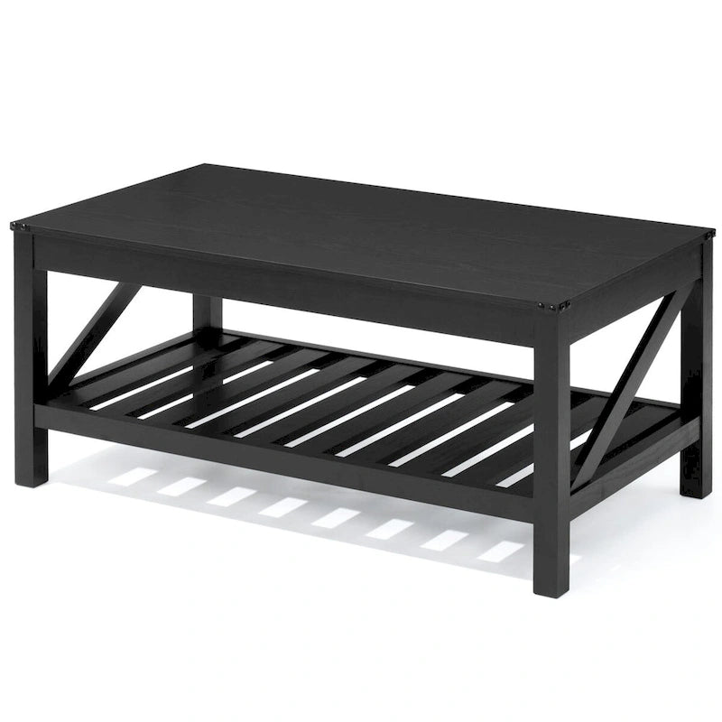VredHom Coffee Table Center Table Tea Table with Shelf - 18.1 in H x 40.2 in W x 22 in D