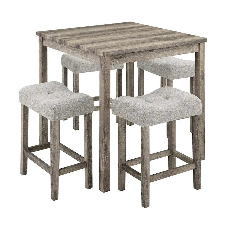 5-Piece Dining Table Set, Wood Square Table and 4 Upholstered Chairs