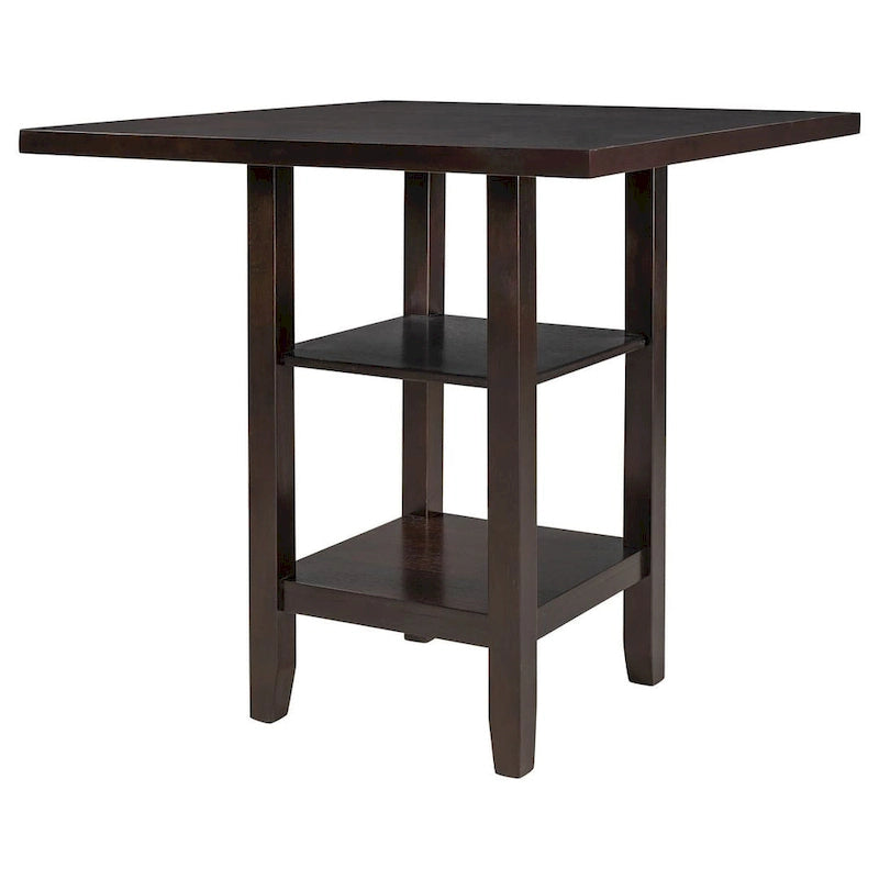 5 PCS Wooden Counter Height Dining Set with Padded Chairs and Storage Shelving