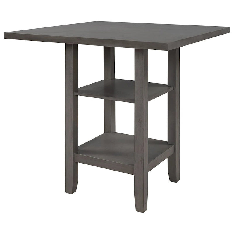 5 PCS Wooden Counter Height Dining Set with Padded Chairs and Storage Shelving
