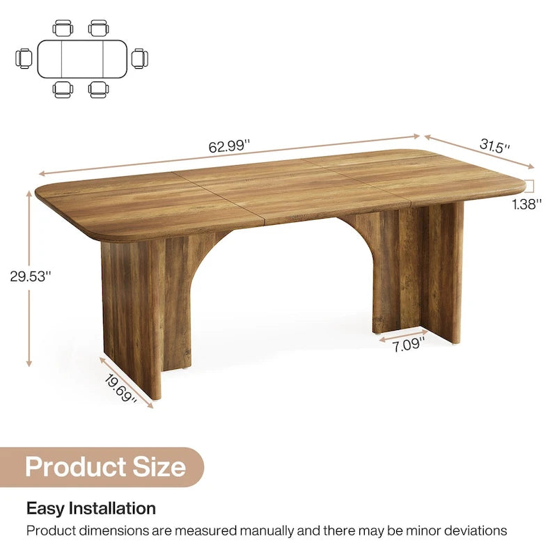 63-in Large Dining Table for 4-6 People, Modern Rectangle Kitchen Table