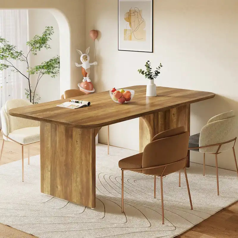 63-in Large Dining Table for 4-6 People, Modern Rectangle Kitchen Table