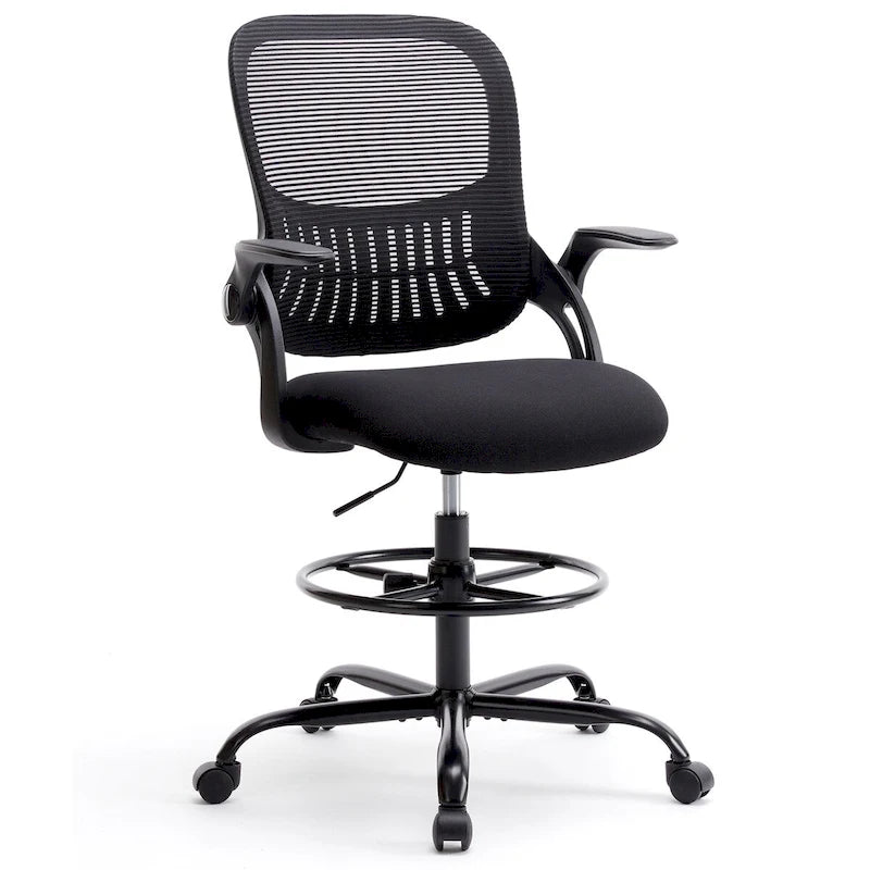 Drafting Tall Office Chair Ergonomic High Desk Chair with Flip-up Armrests