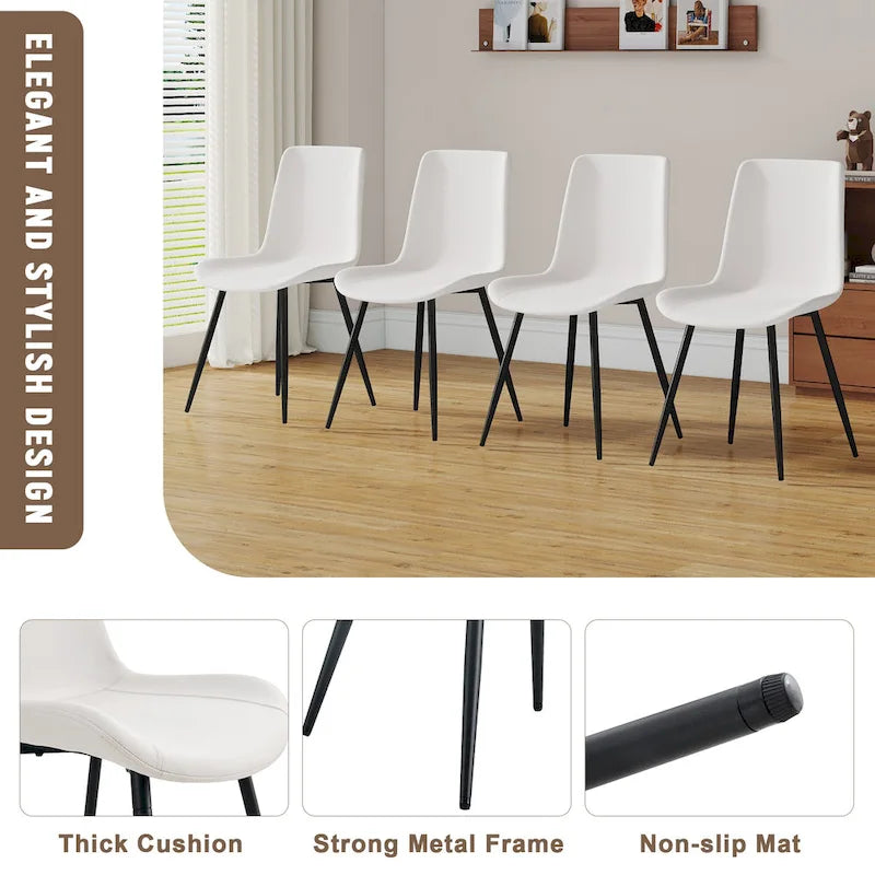 Dining Chairs Set of 4 Modern Kitchen Artificial Leather Chairs