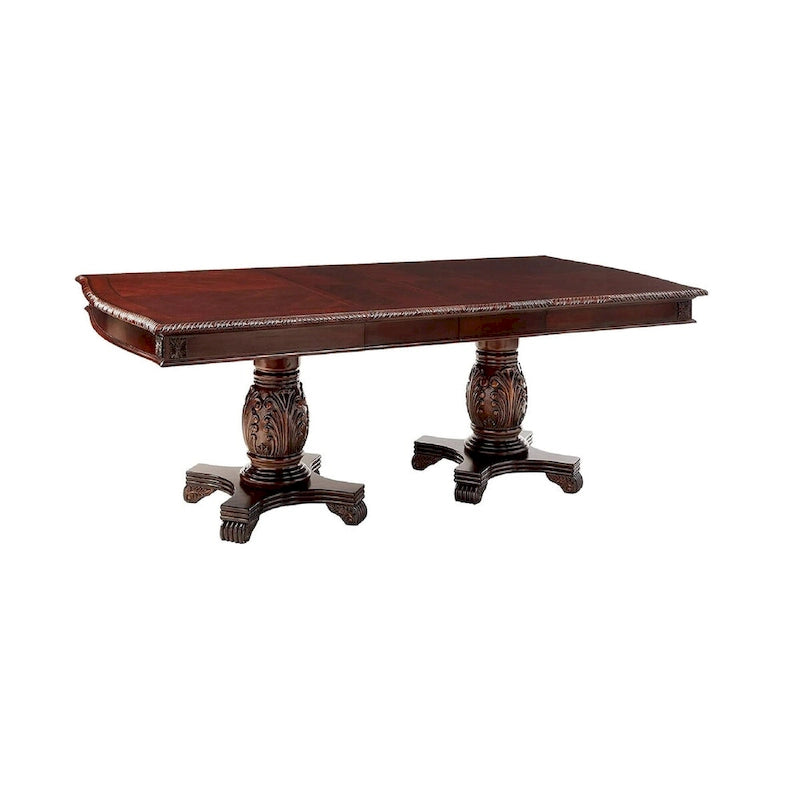 96 Dark Brown Solid Wood And Solid Manufactured Wood Double Pedestal Base Dining Table