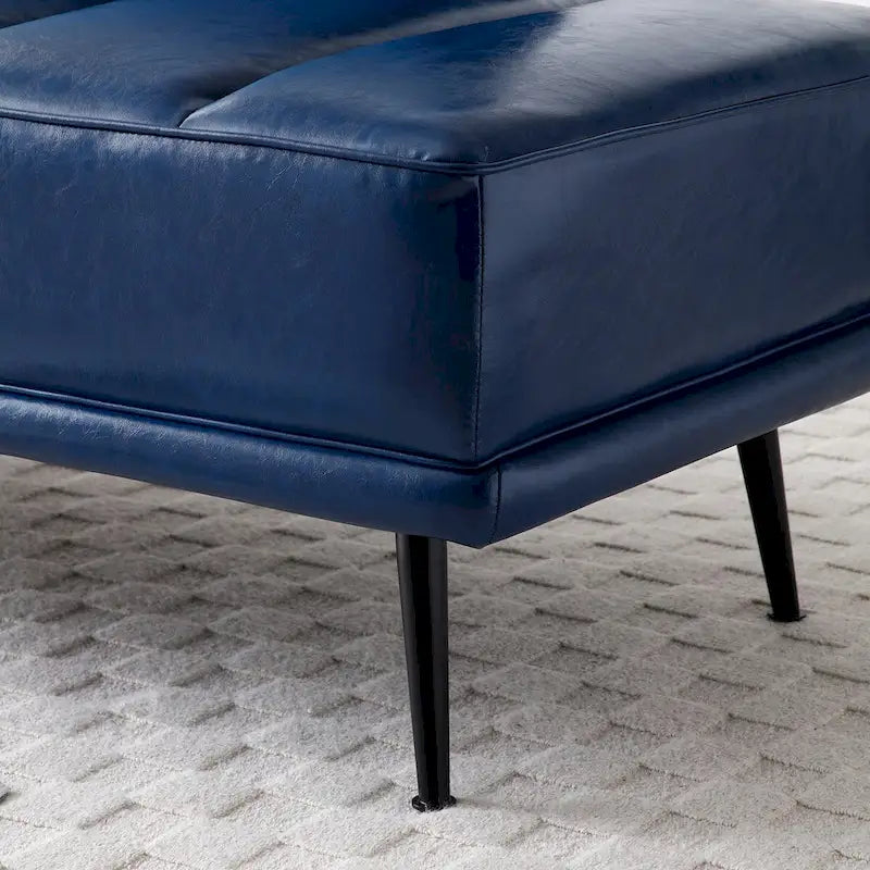 56.3Width End of Bed Bench,Faux Leather Upholstered With side table,360-degree Swivel tray couch,Entryway Ottoman,Metal Legs