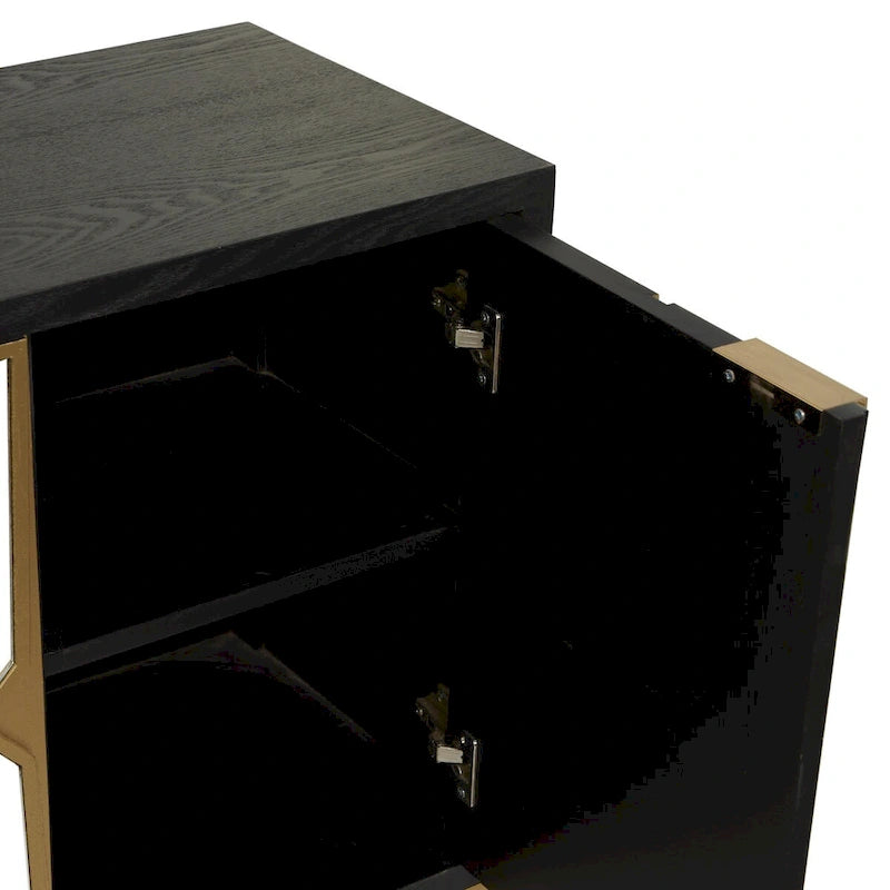 Wooden Room Cabinet with Mirrored Front - Gold or Black - Roche River Decor