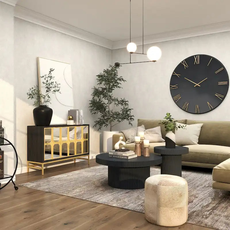 Wooden Room Cabinet with Mirrored Front - Gold or Black - Roche River Decor